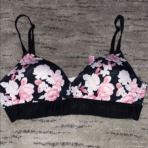 pink floral bra